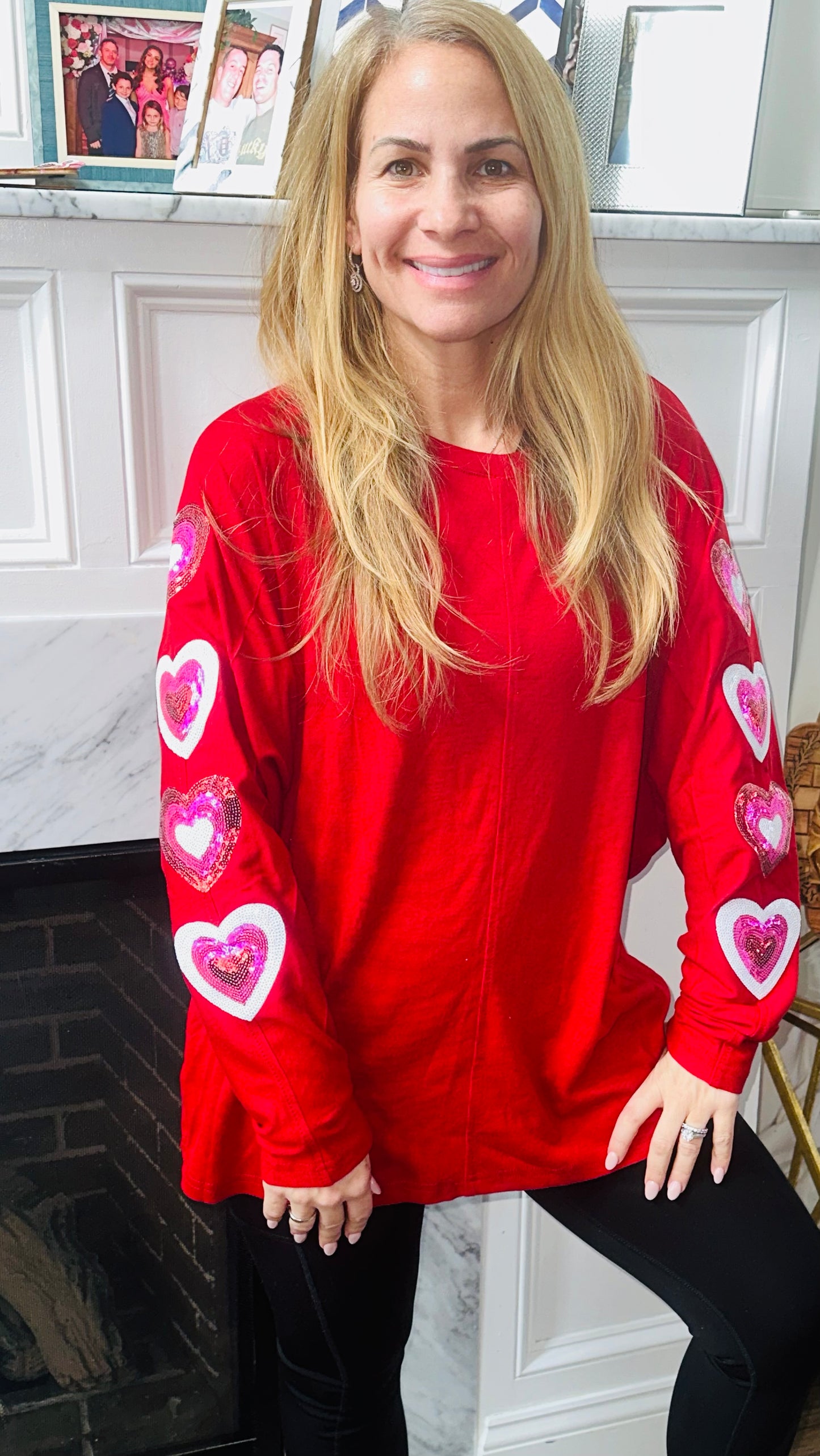 Sequin Arm Hearts Top