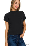 Mock Nexk Short Sleeve Cropped Sweater