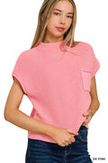 Mock Nexk Short Sleeve Cropped Sweater