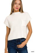 Mock Nexk Short Sleeve Cropped Sweater