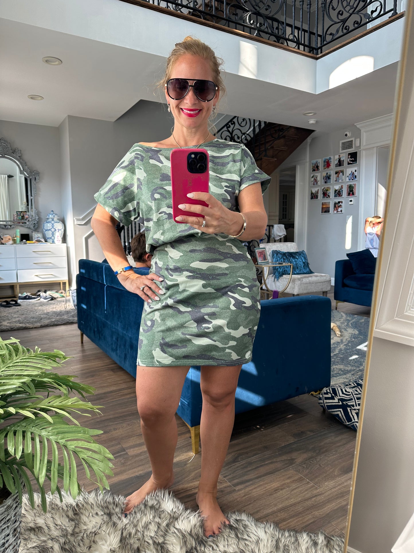 Grey and green camo dresses