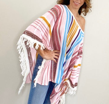 Multicolor Striped Beach Cover Up