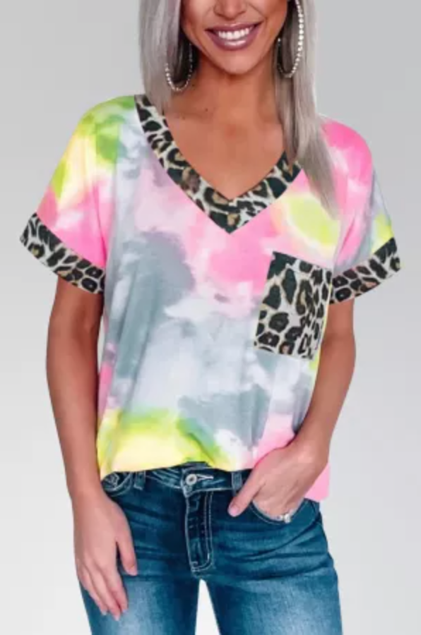 Hypnotized Tie Dye Leopard Top