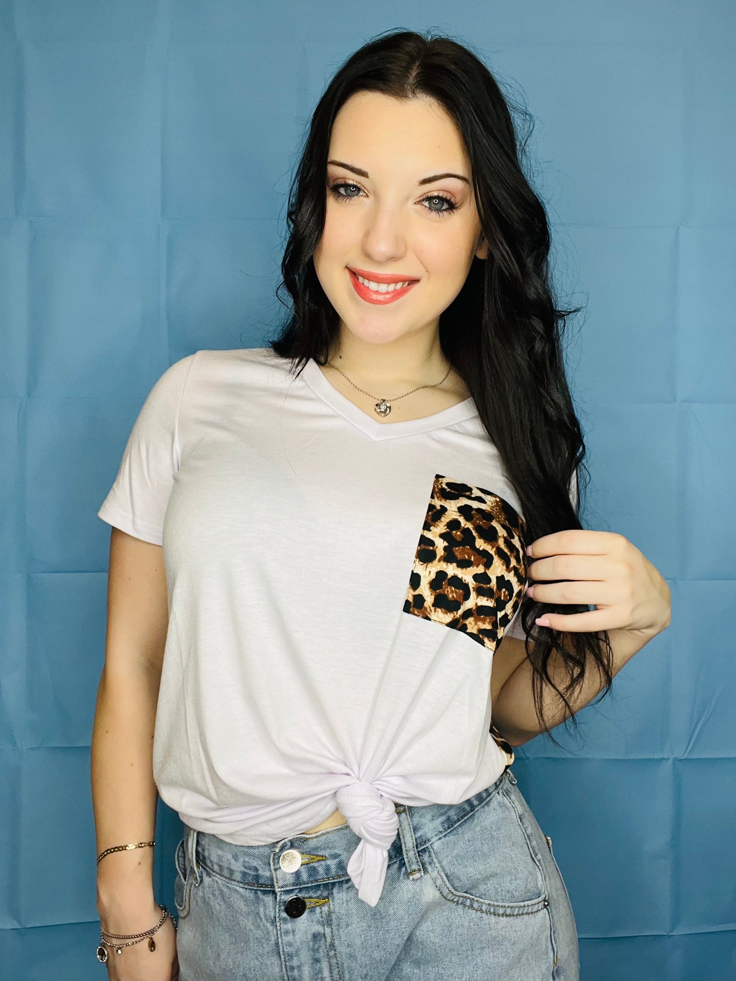 White Leopard top