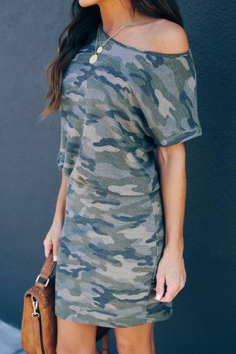 cotton camo dress Boudicca Summer Neon Lime Camouflage Midi Dress -Inclusive Plus Size up to UK 26 / US 22