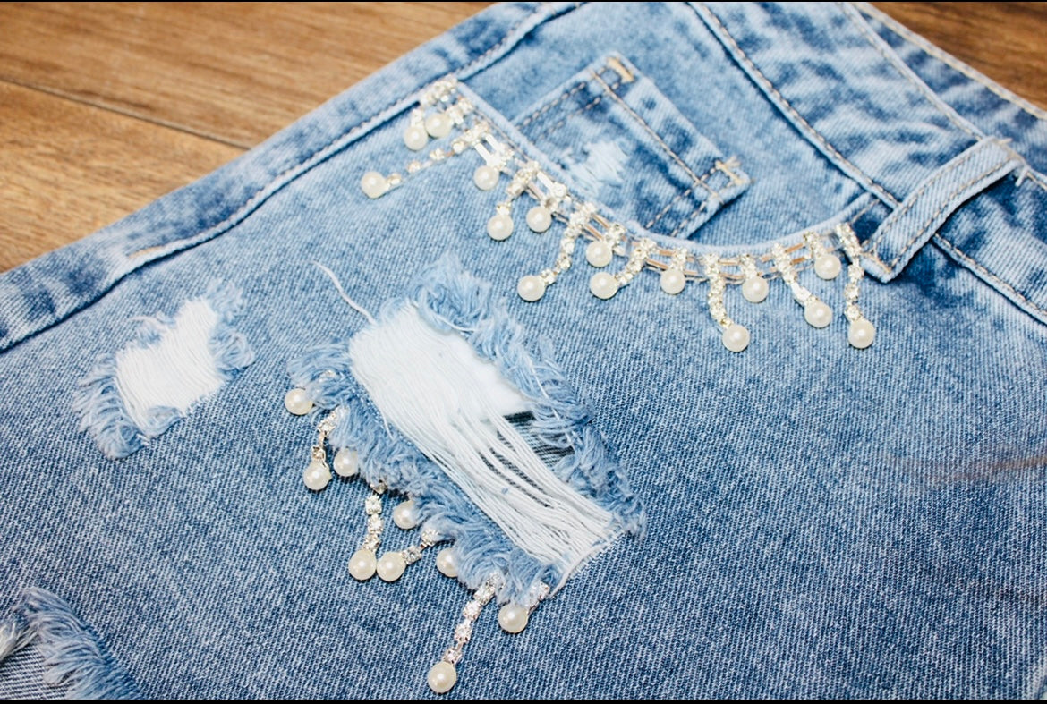 Pearl & Rhinestoned Shorts