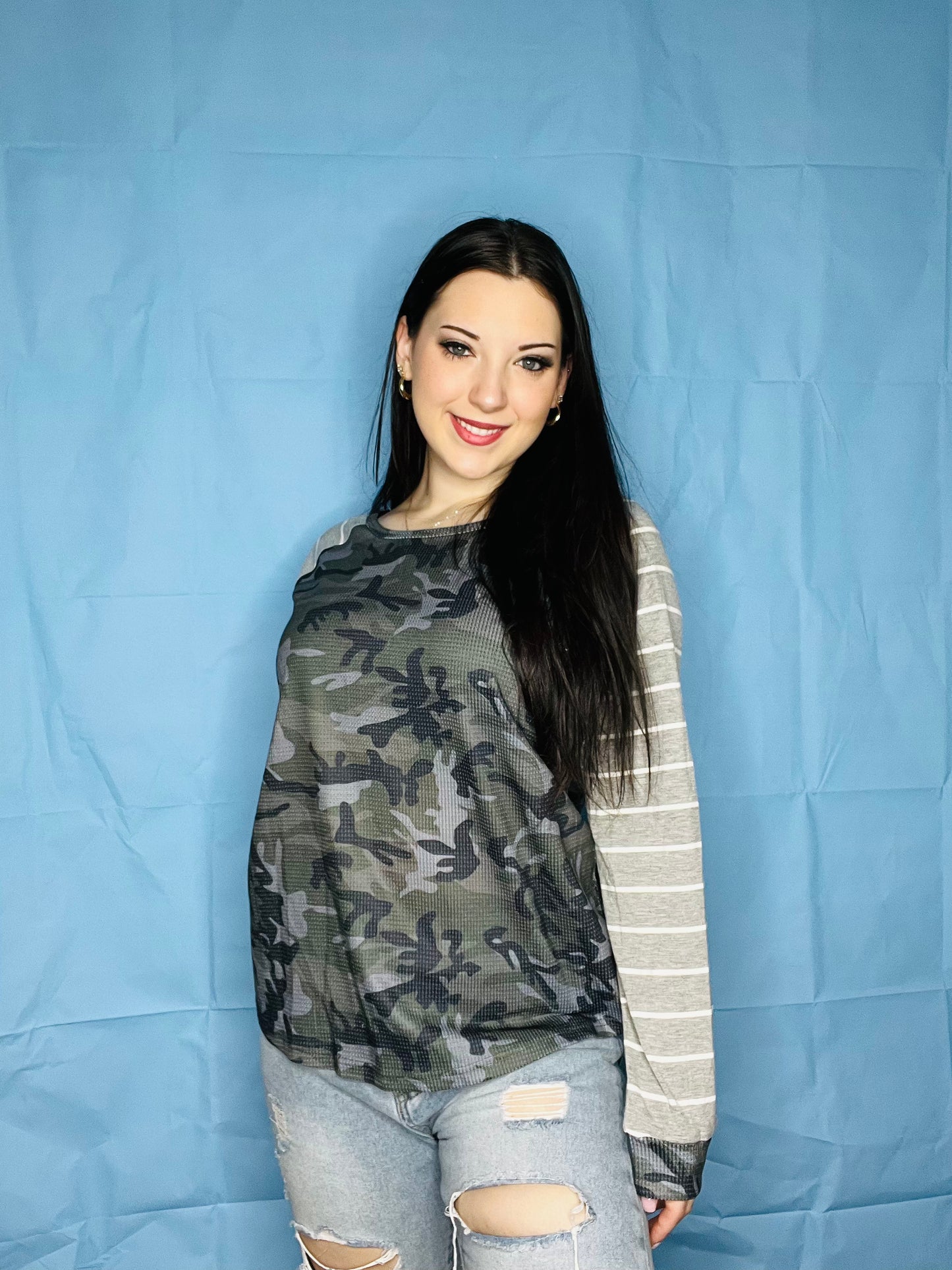 Long Sleeve Army Waffle Top