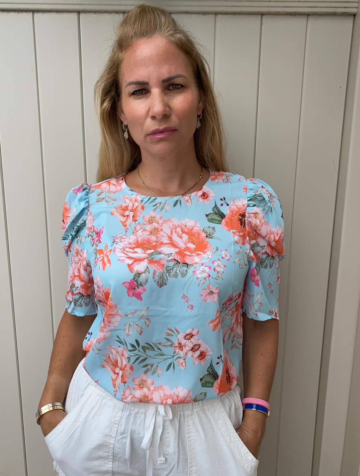Floral Top With Puff Sleeve