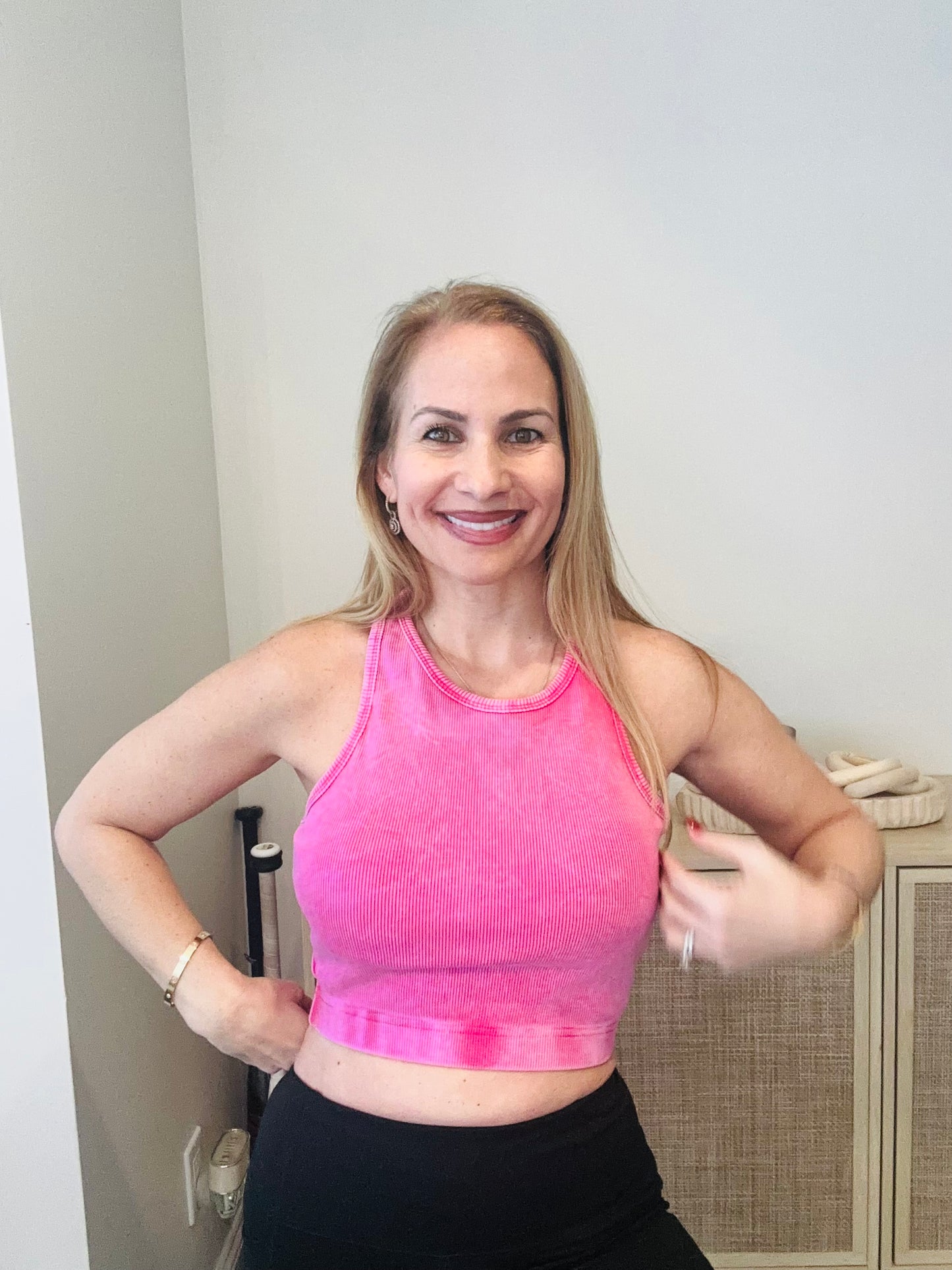 Ribbed  Tank Tops with Pads