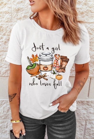 Just a girl who loves Fall graphic t-shirt