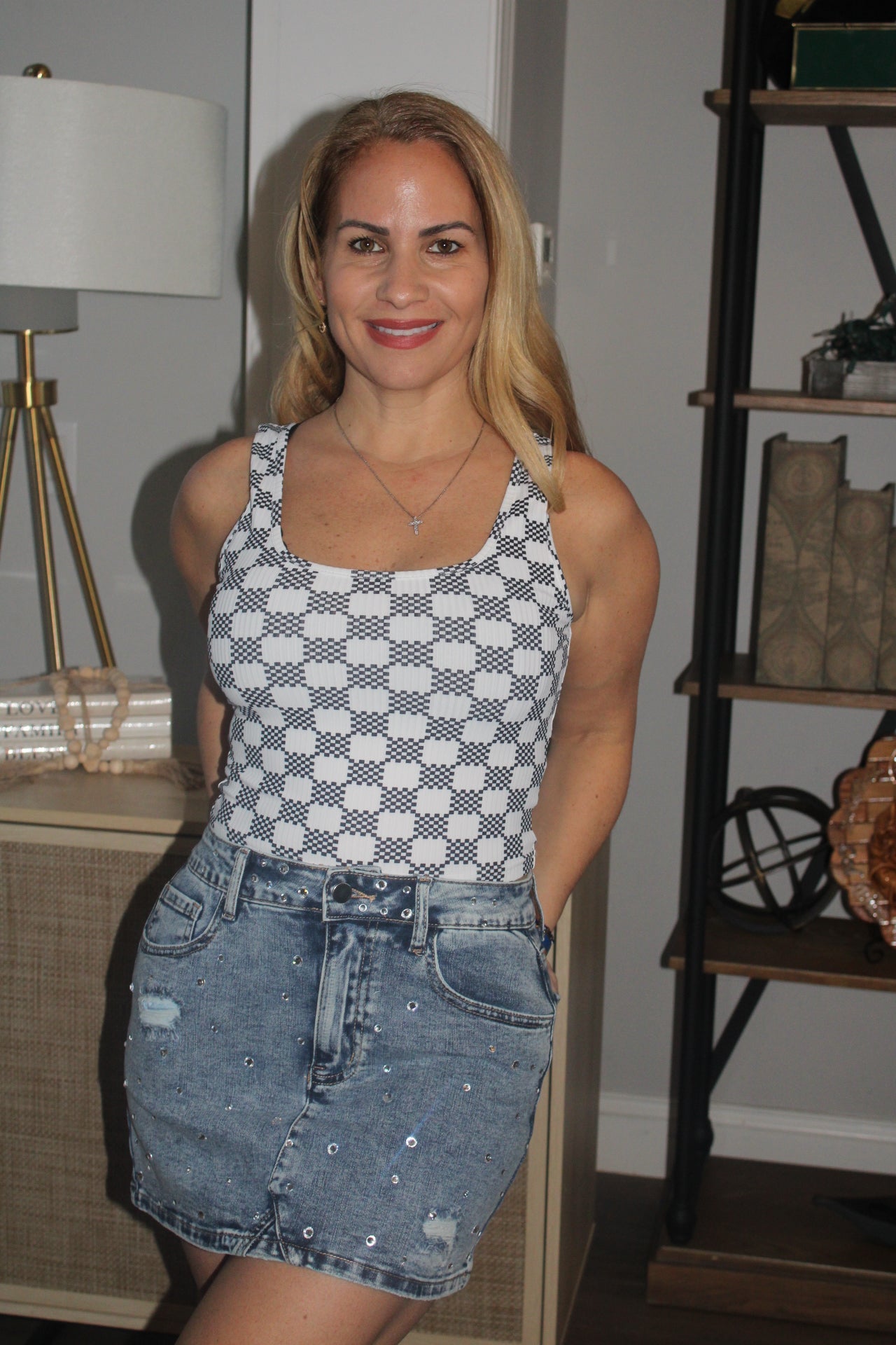 Denim Rhinestone Skirt