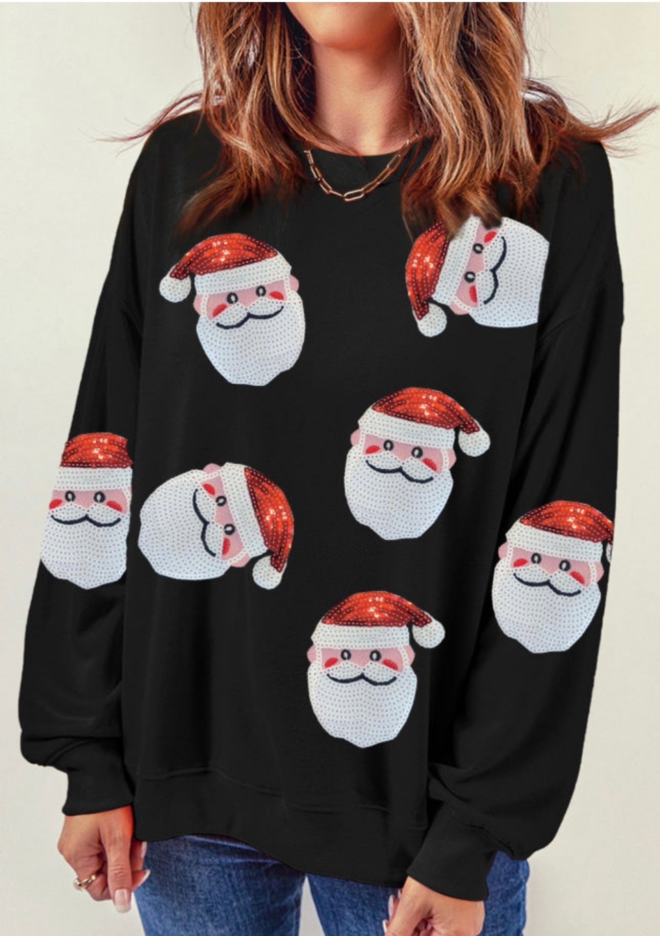 Black Santa Sequin Sweatshirt