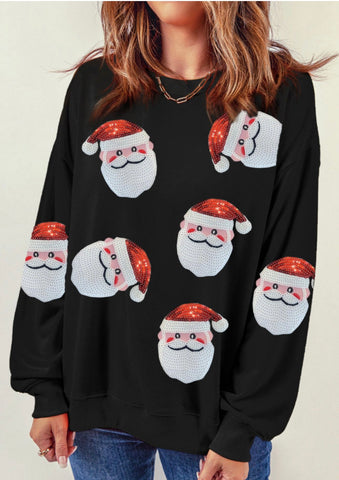 Black Santa Sequin Sweatshirt