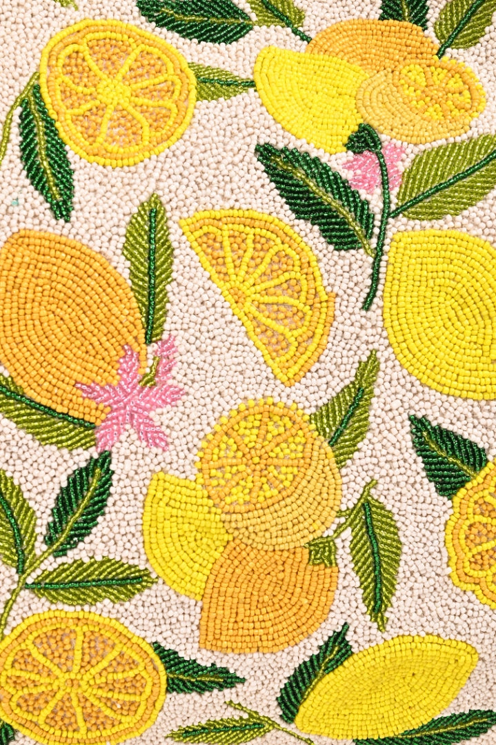 Lemon Beaded Tote Bag