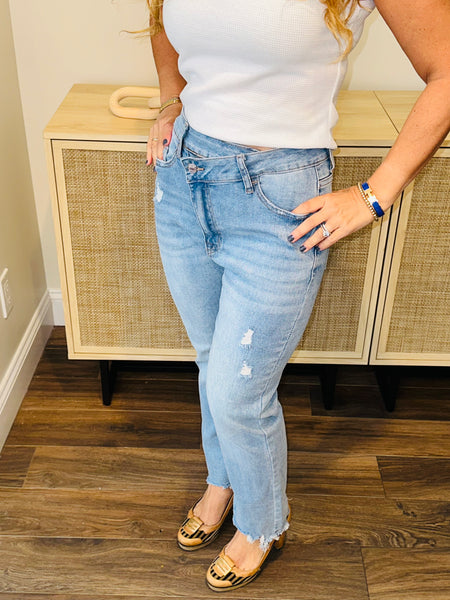 Cross Over Jeans with Zipper