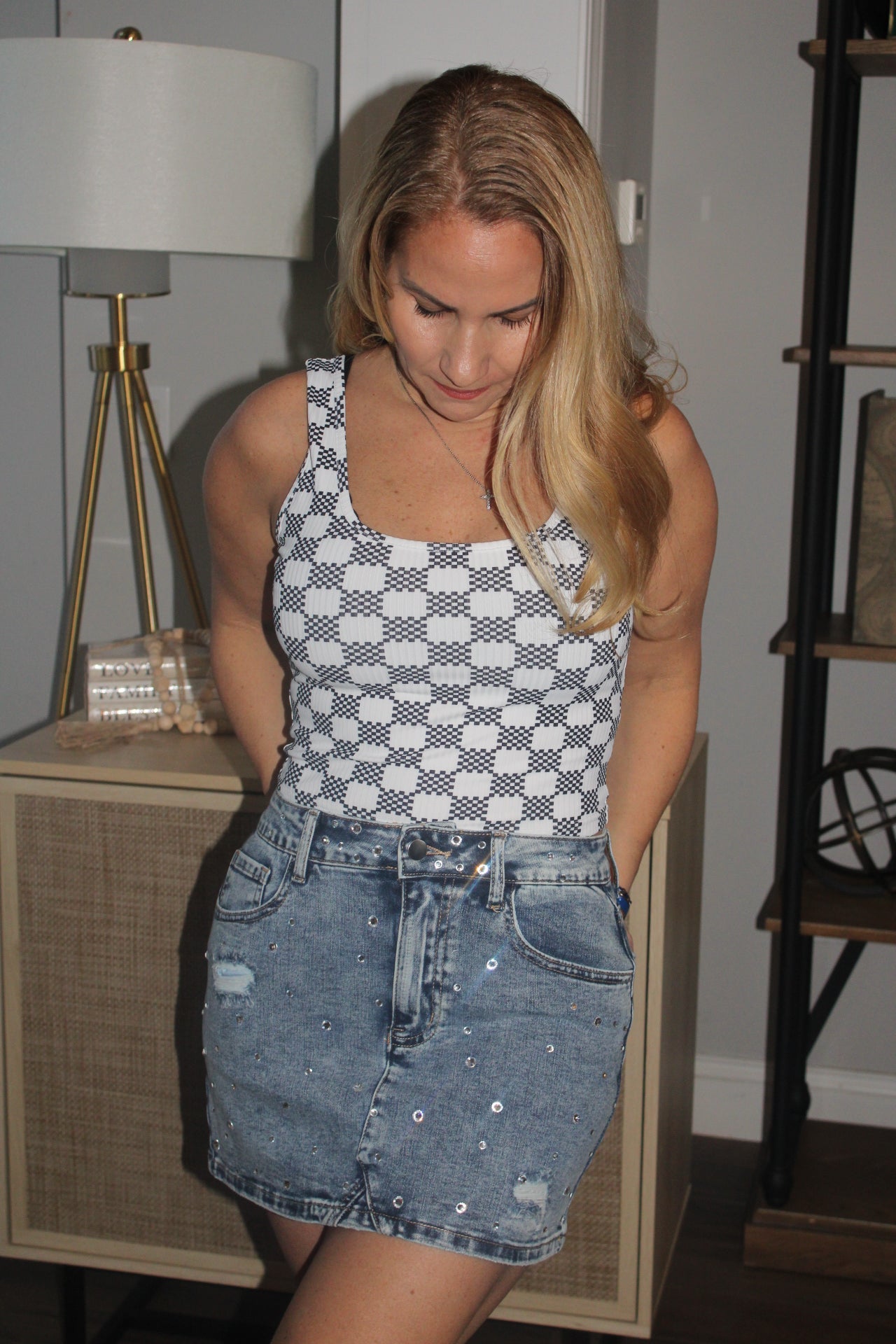 Denim Rhinestone Skirt