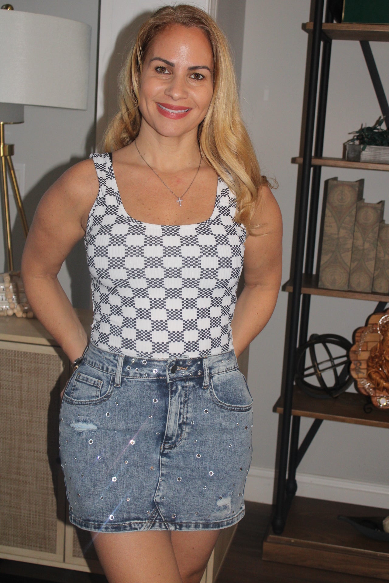 Denim Rhinestone Skirt