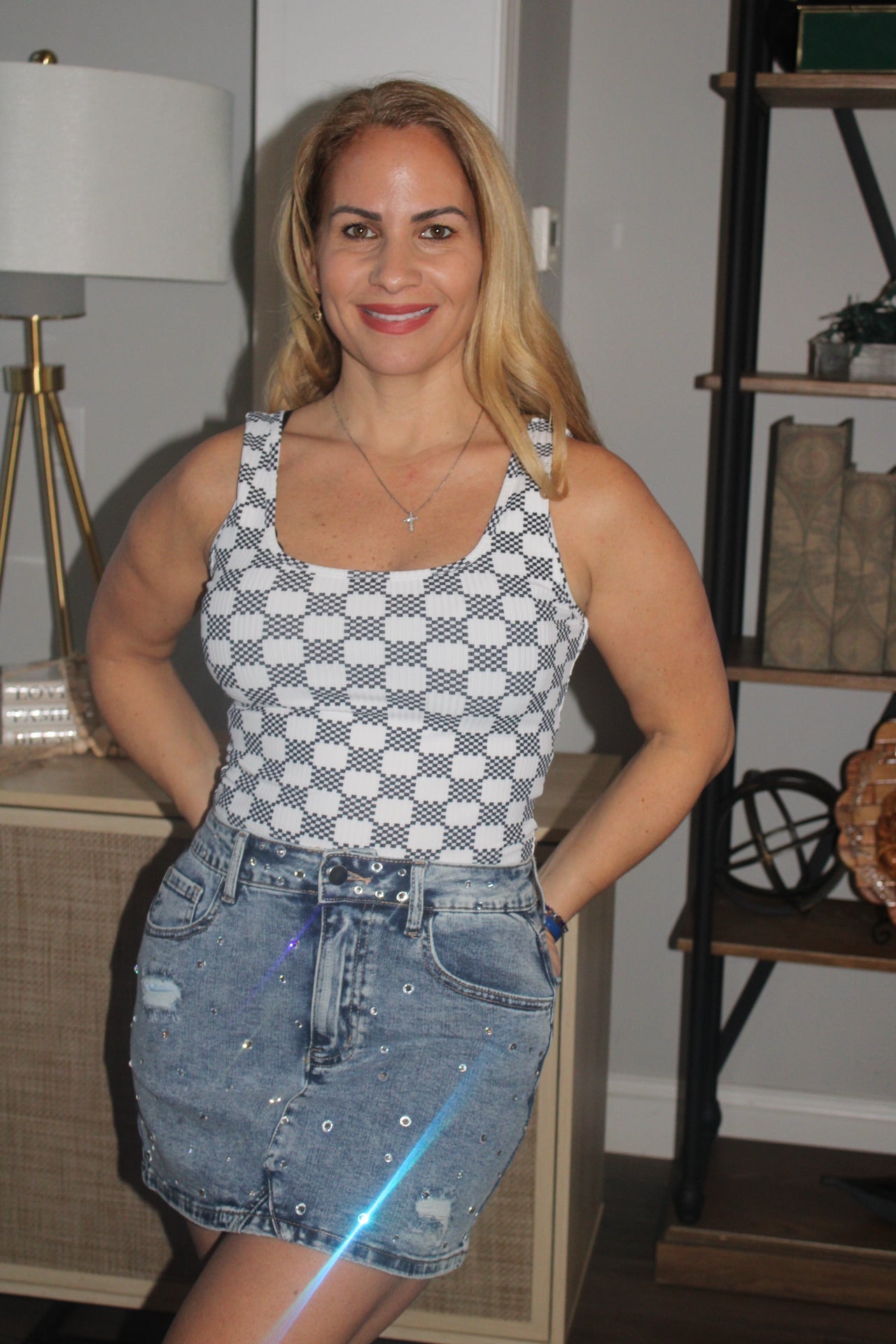 Denim Rhinestone Skirt