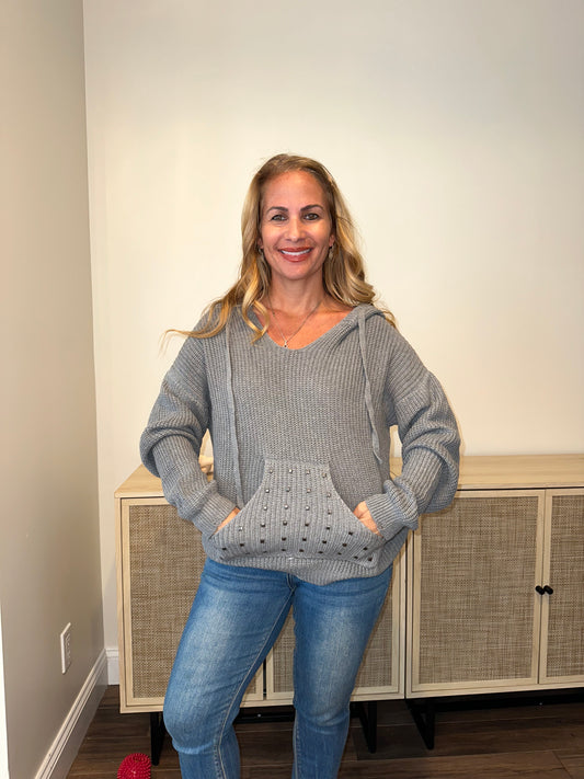 Knit Pull Over Sweater with Studs