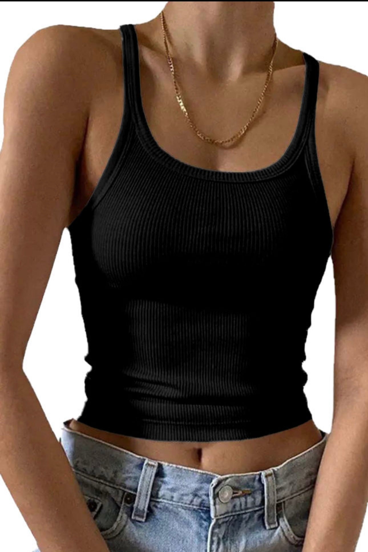 Black Ribbed Tank Top