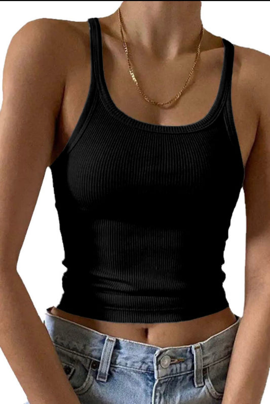 Black Ribbed Tank Top