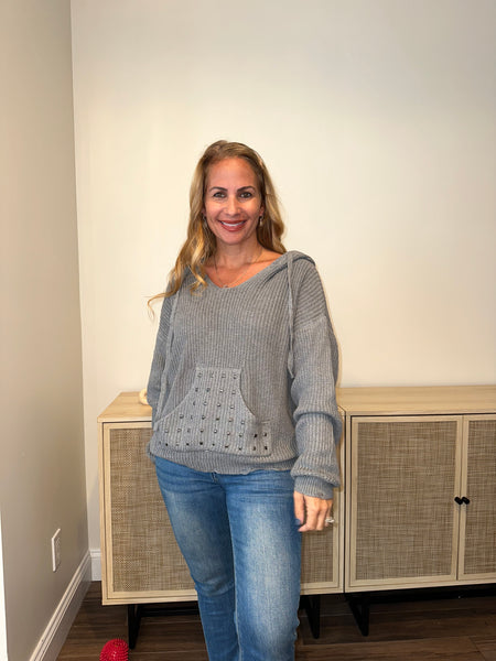 Knit Pull Over Sweater with Studs
