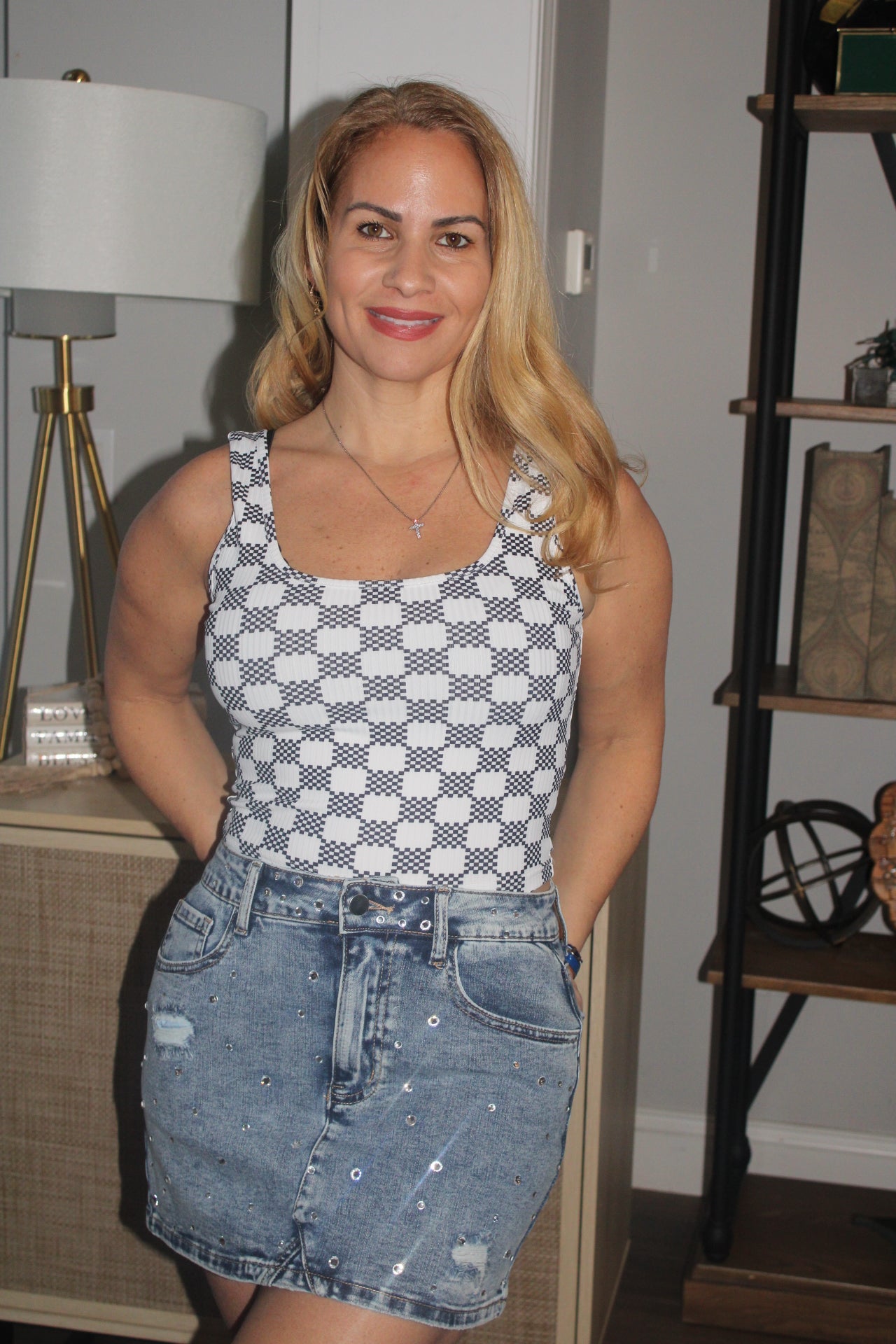 Denim Rhinestone Skirt