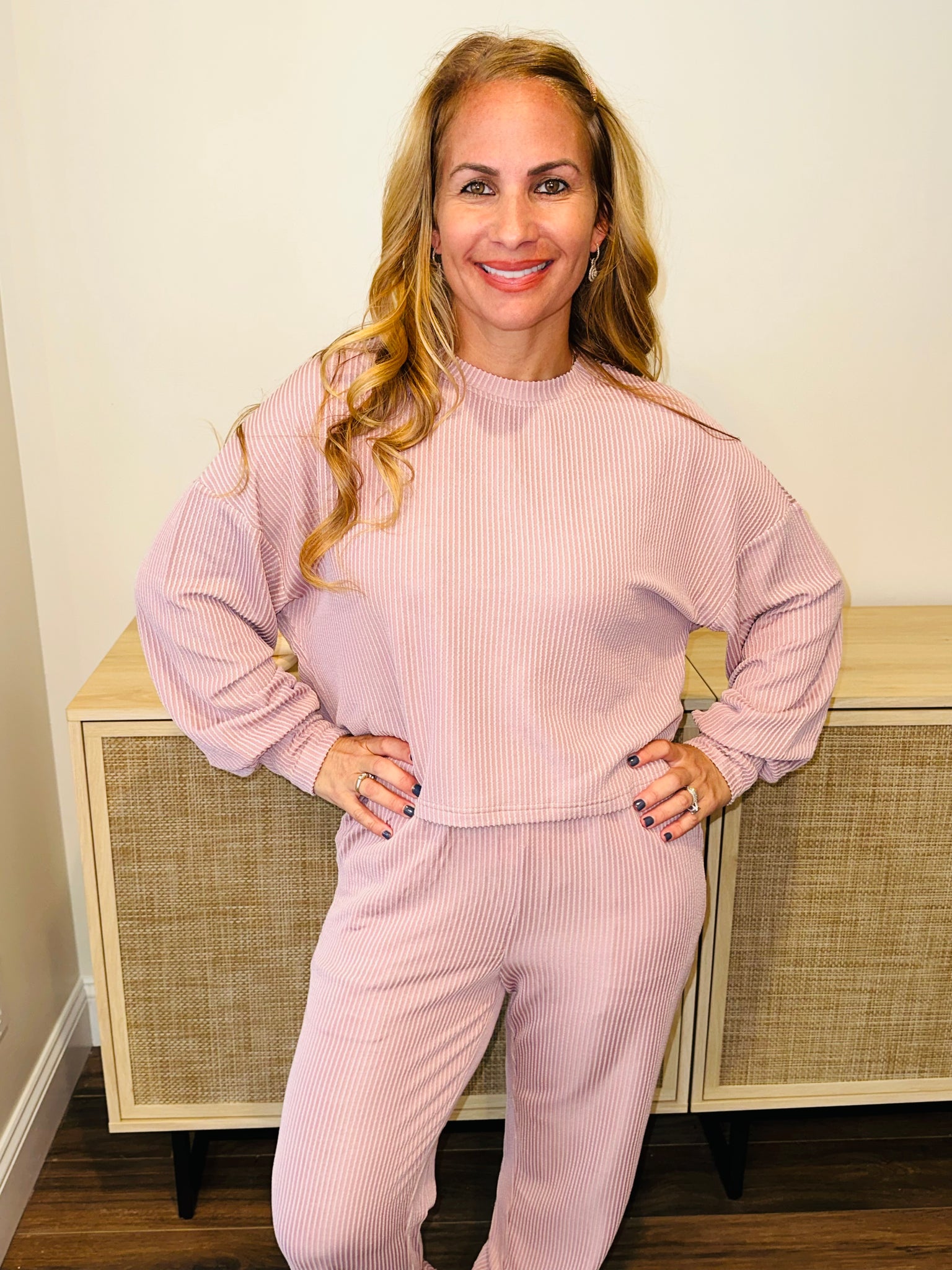Ribbed Pink Jogger Set