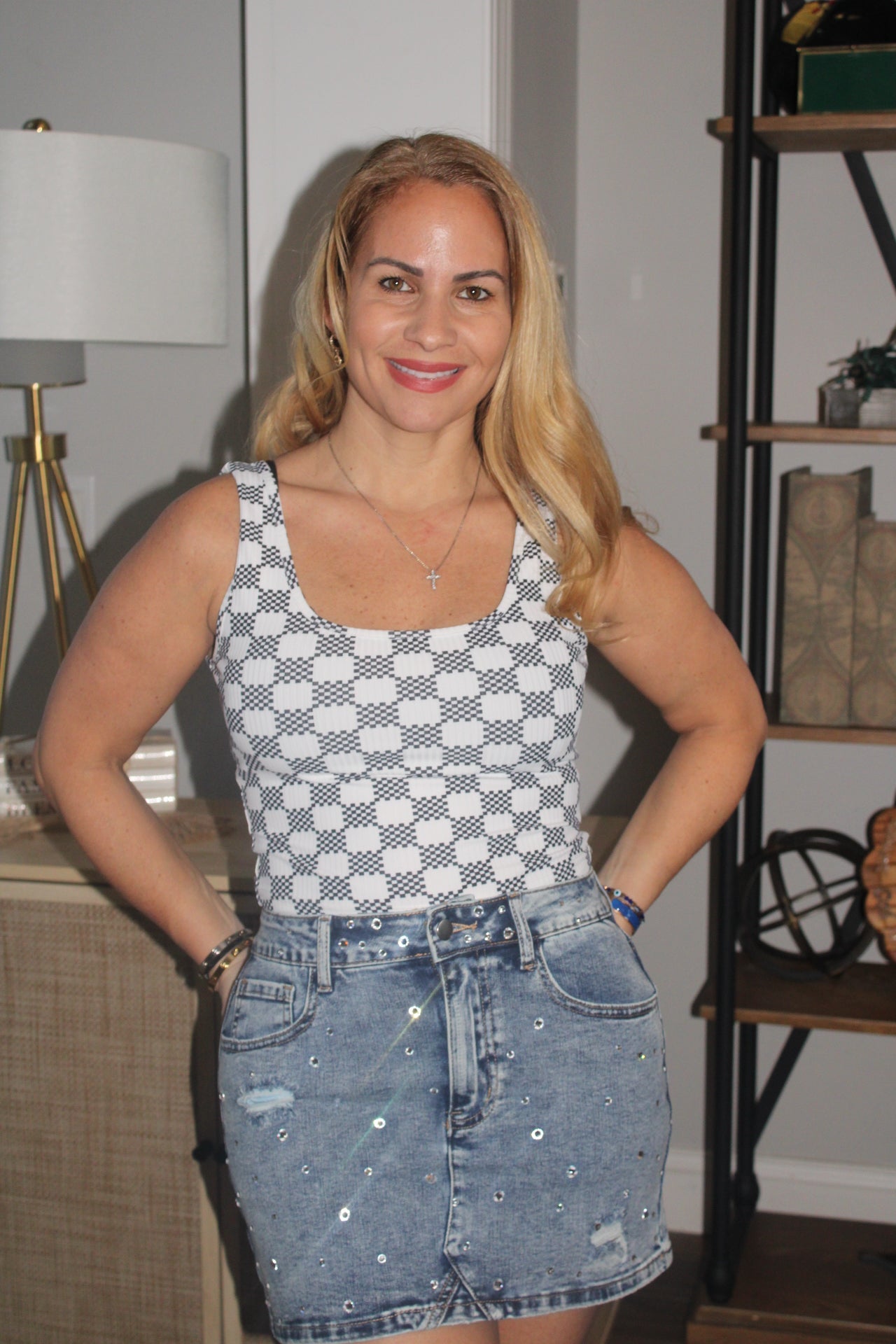 Denim Rhinestone Skirt