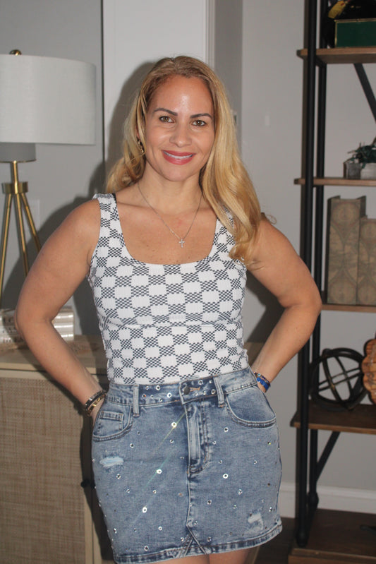 Denim Rhinestone Skirt