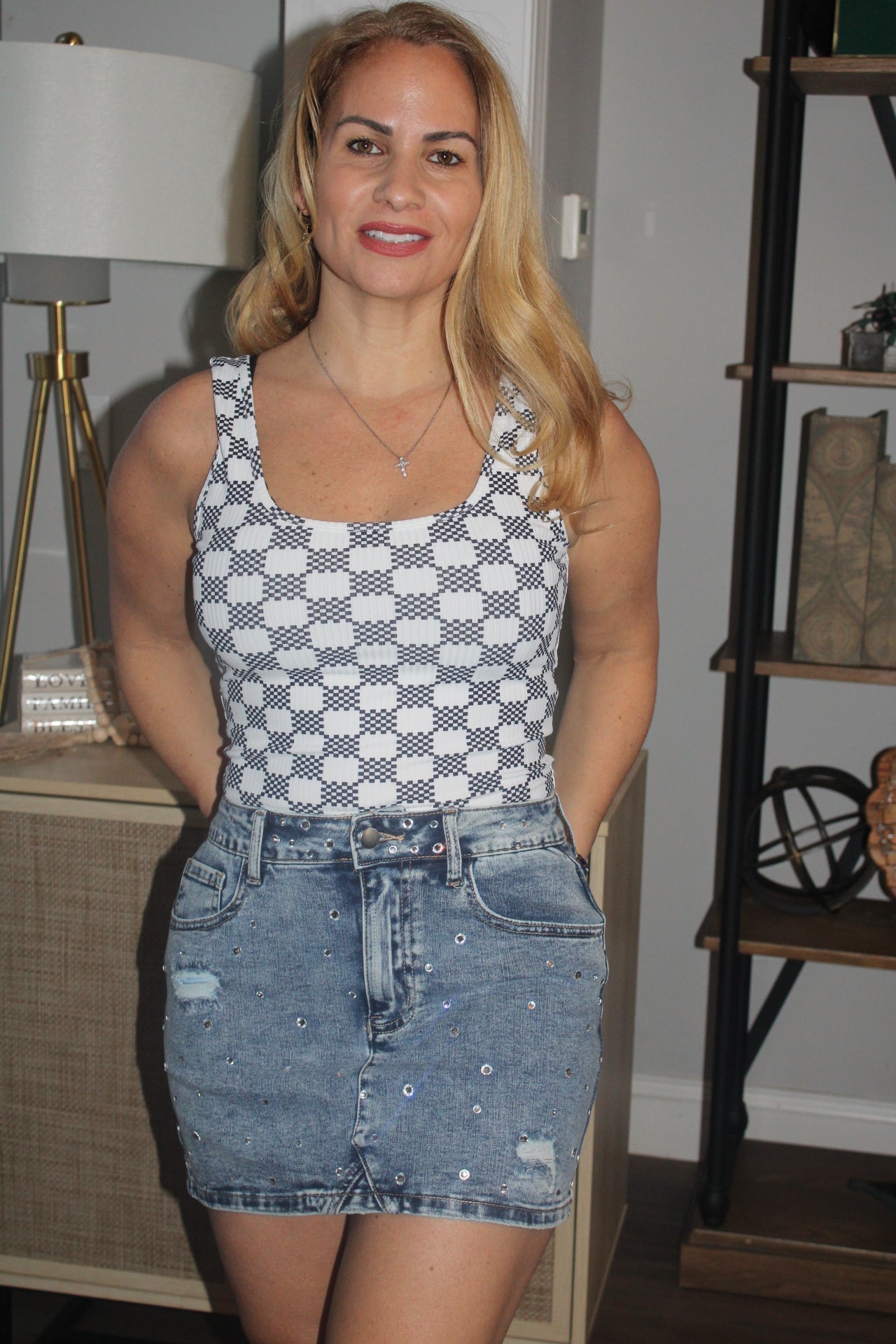 Denim Rhinestone Skirt