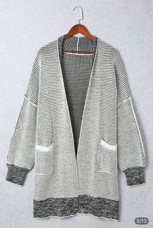 Textured knit cardigan sweater