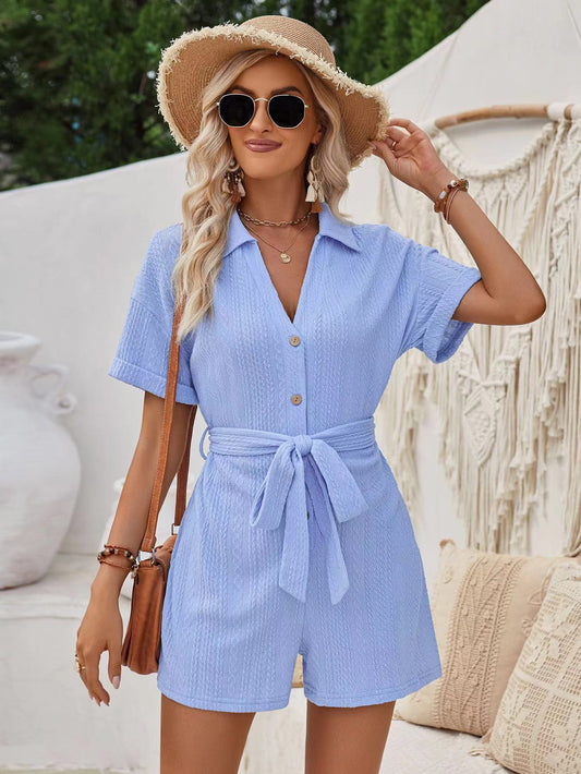 Ripped Romper with Buttom