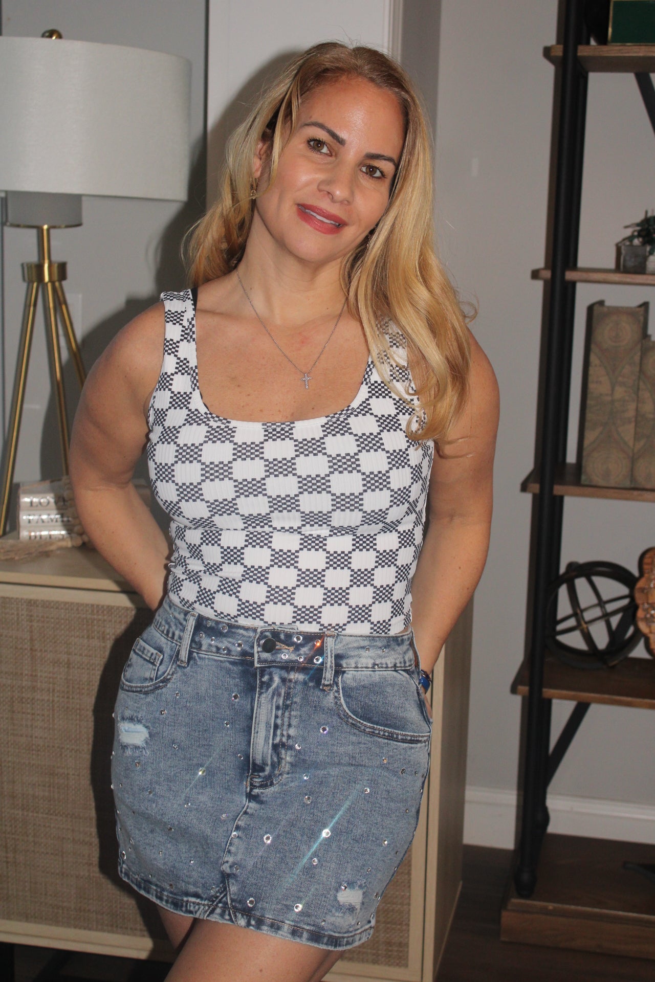 Denim Rhinestone Skirt