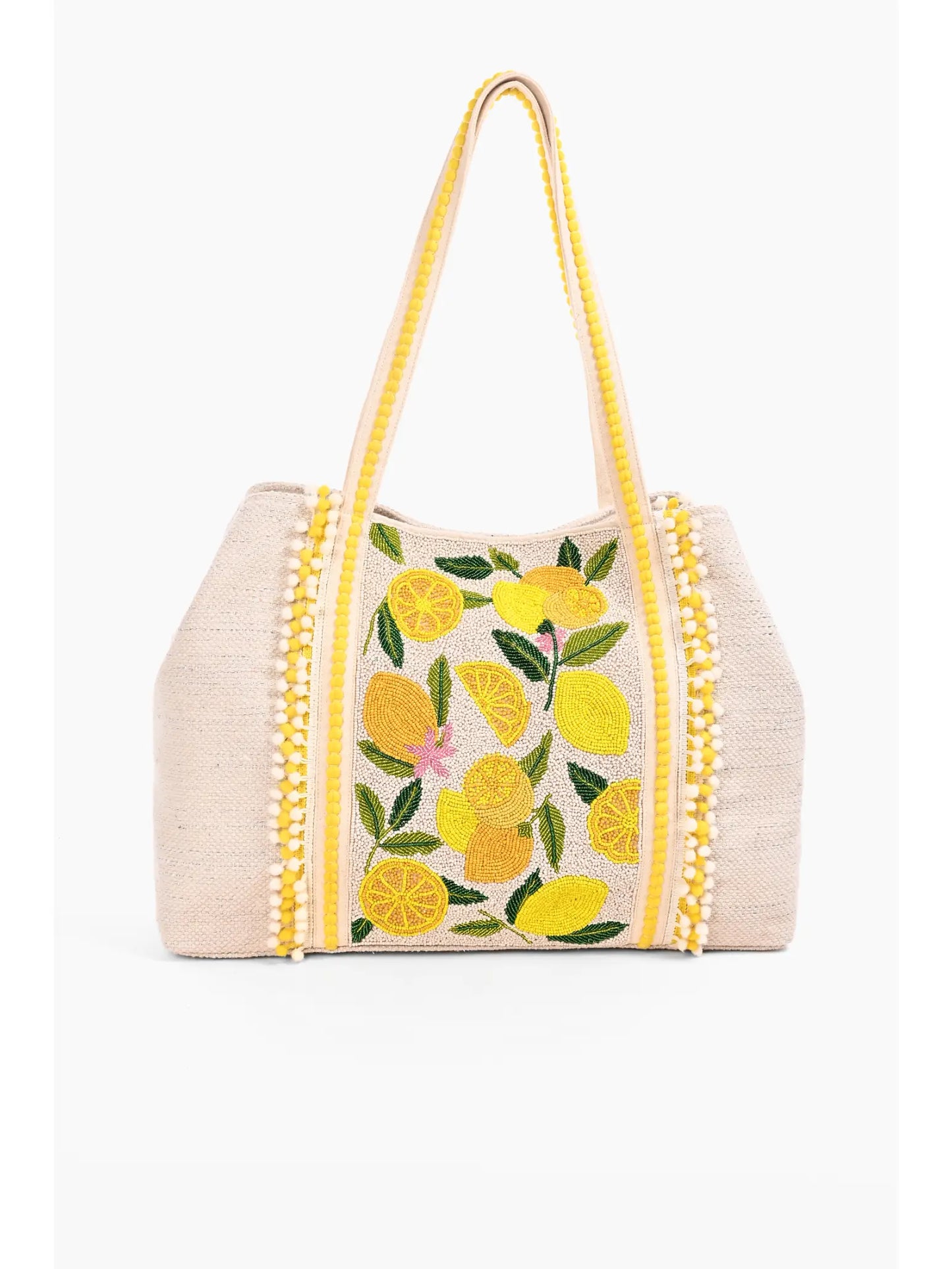 Lemon Beaded Tote Bag