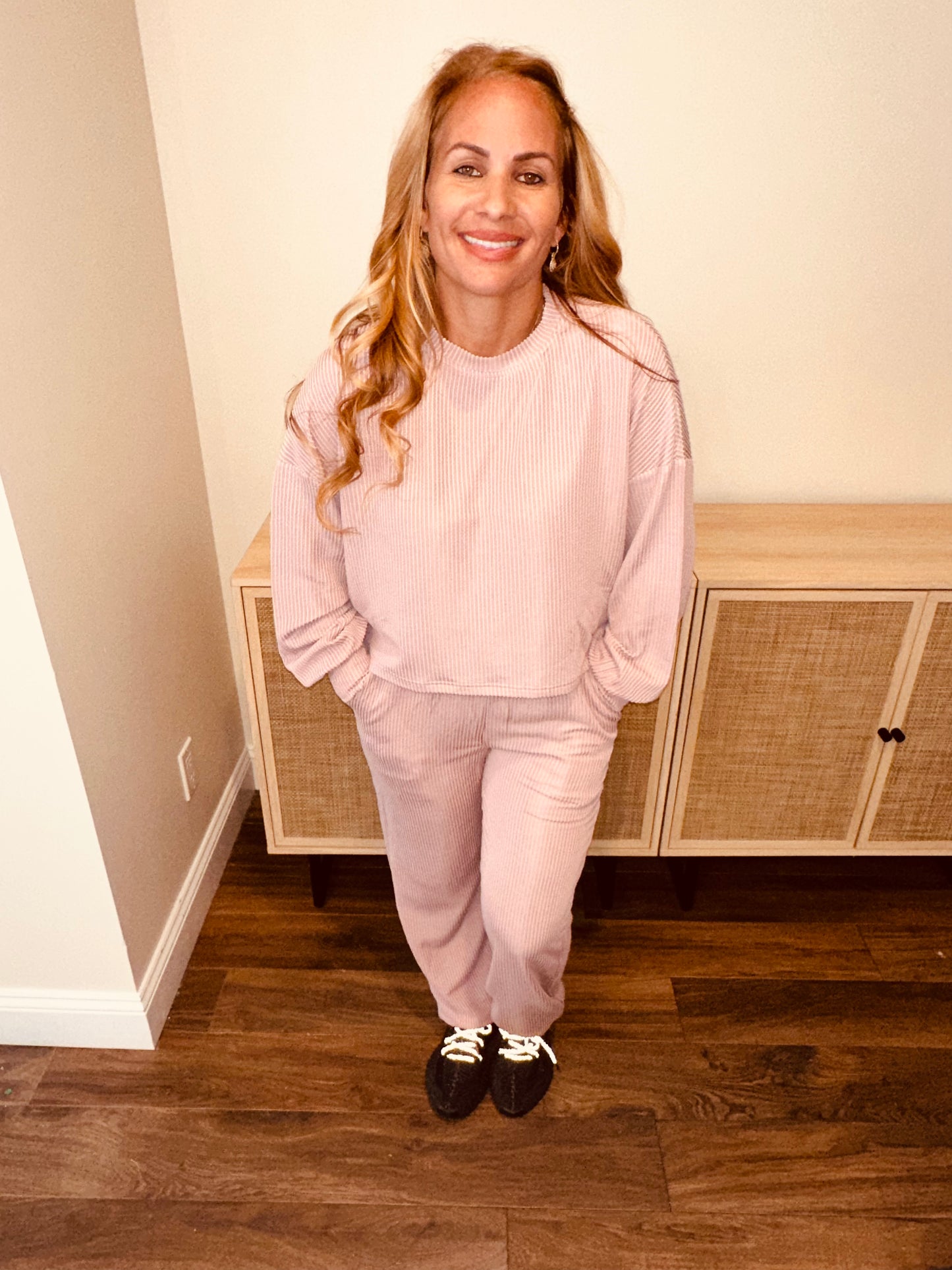 Ribbed Pink Jogger Set