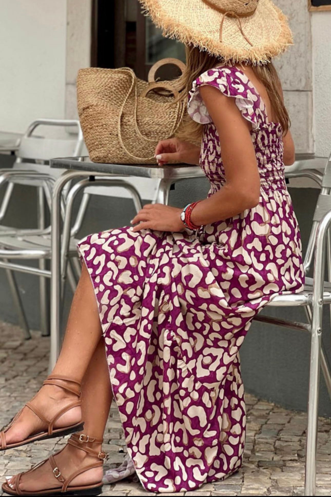 Ruffle Leopard Maxi Dress