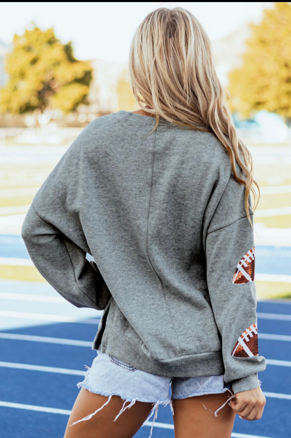 Grey Sequin Sweatshirt Football