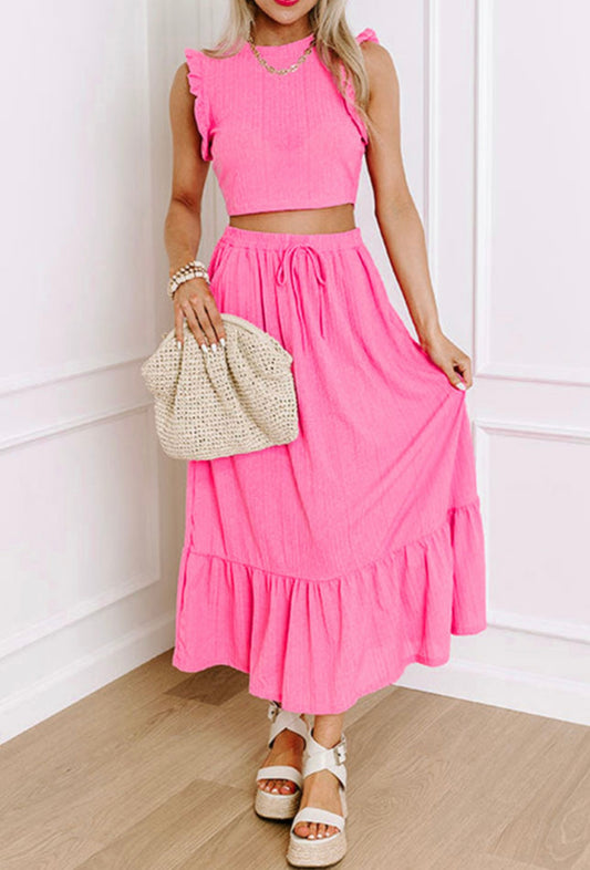 Two Piece Crop Top Skirt Set