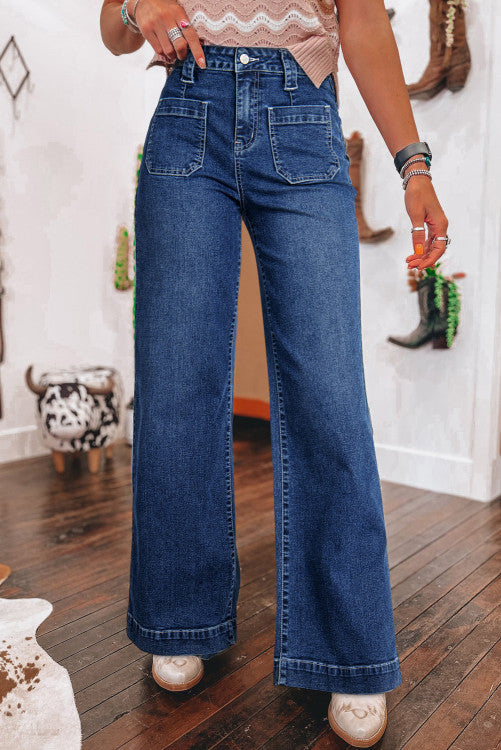 High Waist Jeans with Pockets