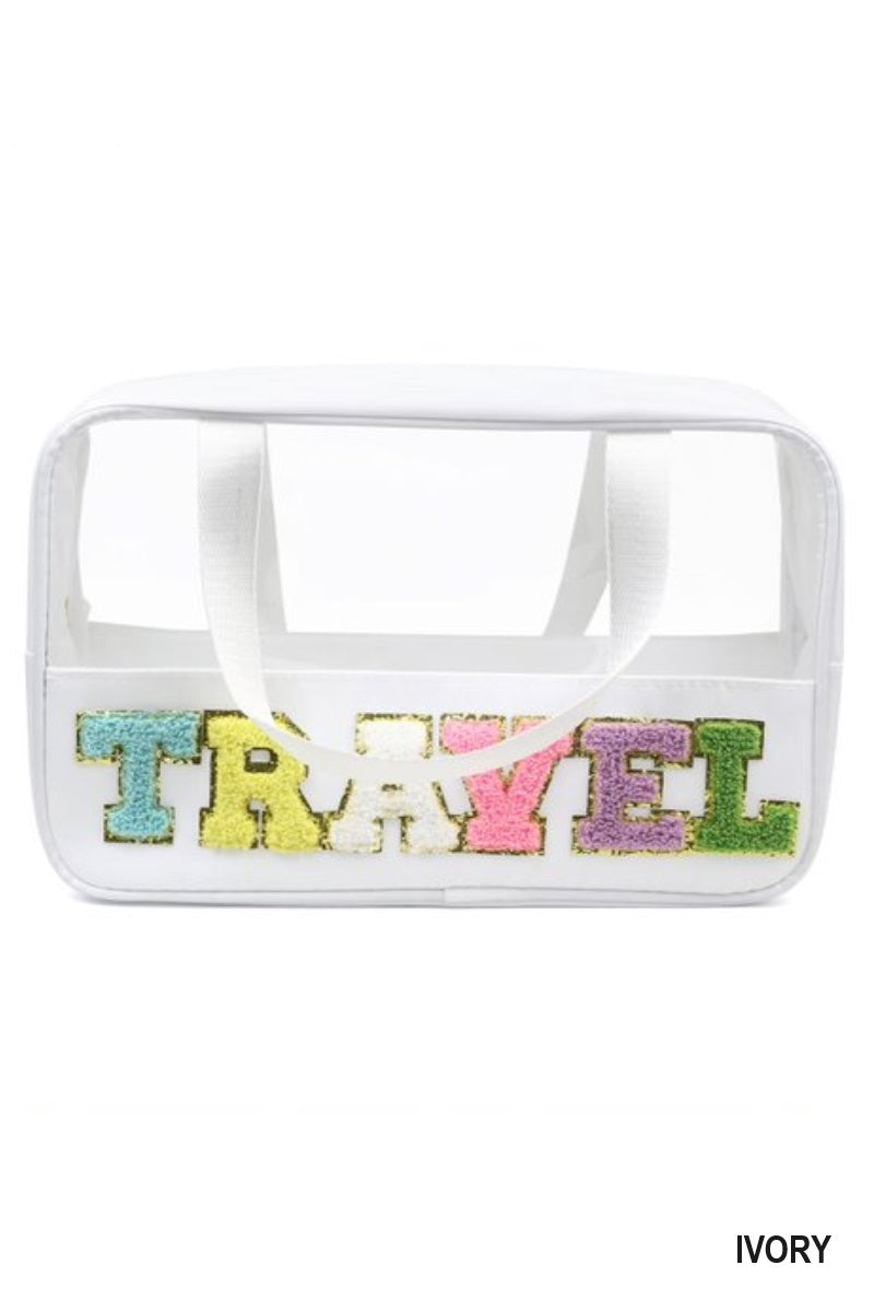 TRAVEL CHENILLE LETTER CLEAR BAG