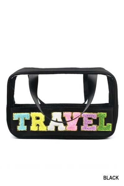 TRAVEL CHENILLE LETTER CLEAR BAG