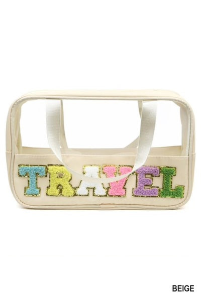 TRAVEL CHENILLE LETTER CLEAR BAG