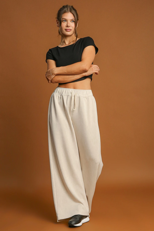 Wide leg Joggere with Loop Drawstring Waist