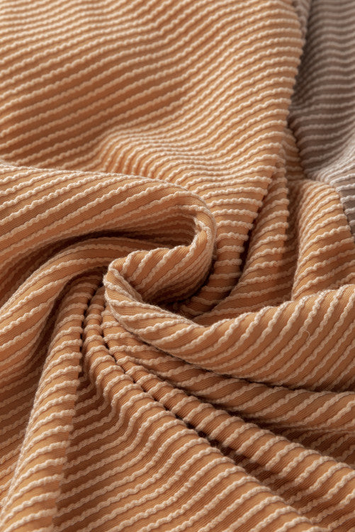 Brown Corded 2pcs Ribbed Pullover and Pants Outfit