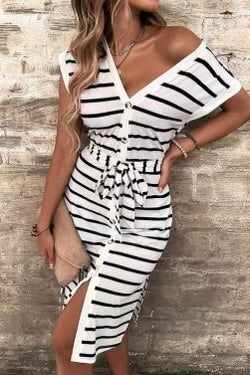 Striped dress with tie waist