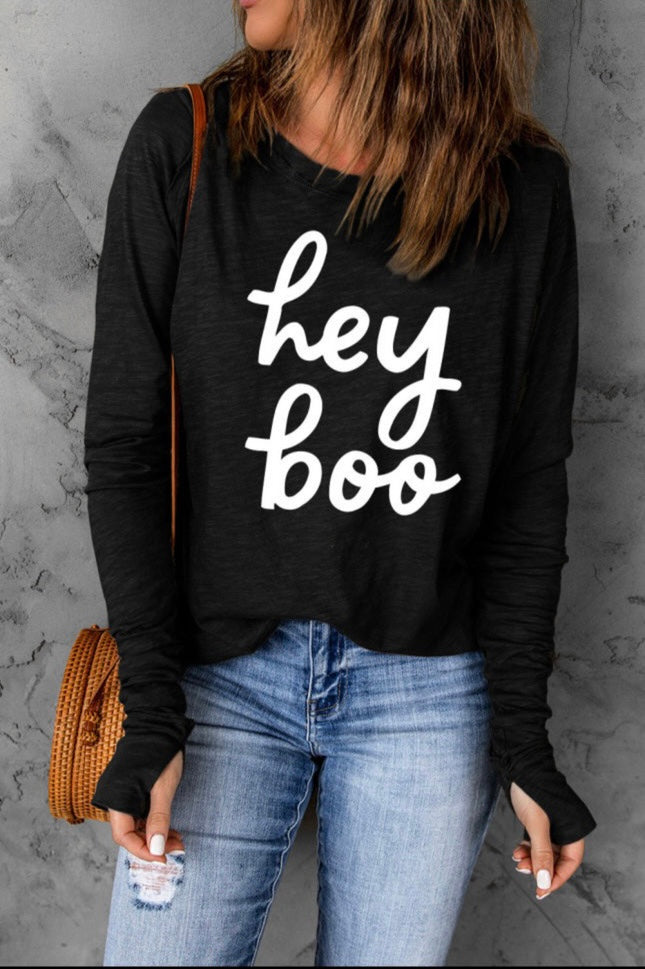 Hey Boo crewneck graphic T-shirt