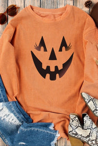 Pumpkin smile face graphic sweatshirt