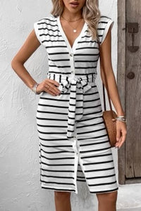 Striped dress with tie waist