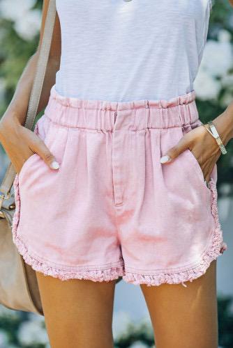 Pink denim Shorts High Waisted